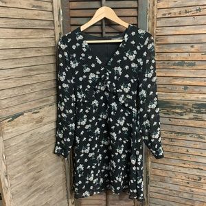 Primark Black Floral dress with sheer sleeves